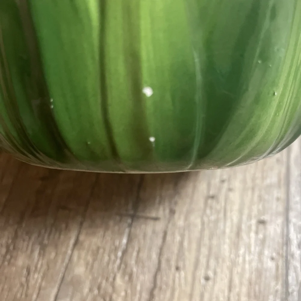 VTG Squash Gourd Flower Vase Bowl Planter Orange & Green Ceramic Italy‎
